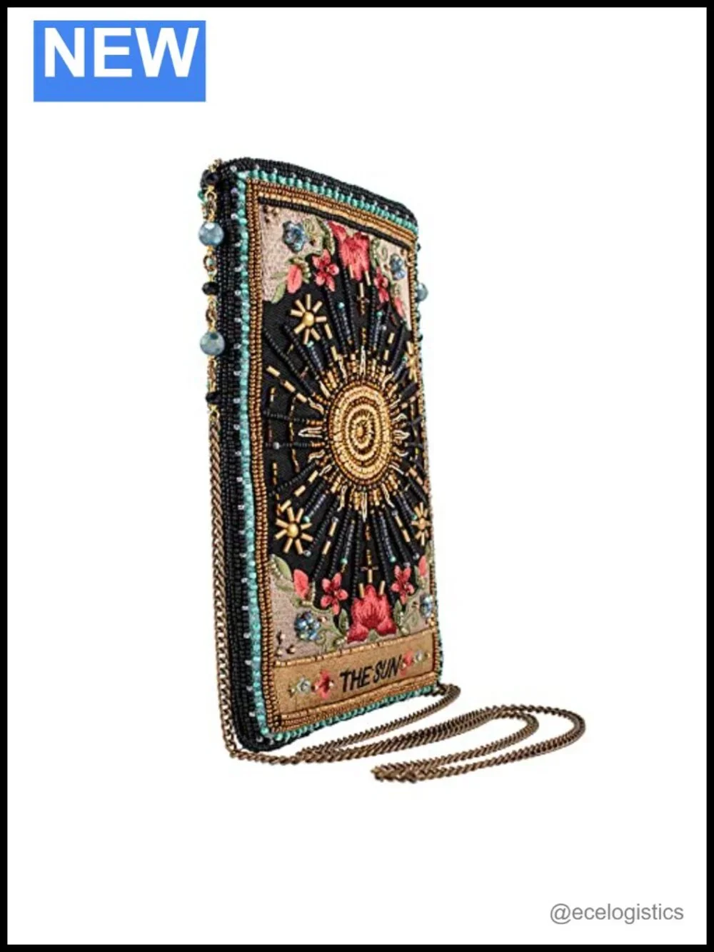 Handcrafted Beaded Crossbody Bag with Rhinestones and Tassel, Floral Evening